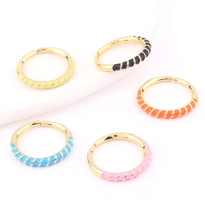 Adjustable colorful enamel drip oil copper rings in five vibrant colors for women