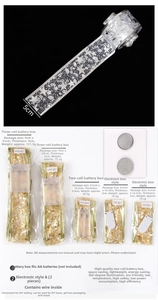 Detail of silver LED ribbon with moon and star mesh pattern for flexible DIY decor