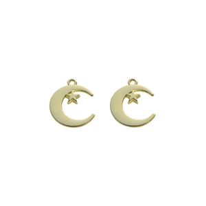Detailed view of gold plated star and moon charms for DIY jewelry making accessories