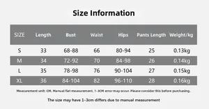 Detailed size chart for women's summer contrast crop top and low waist shorts set
