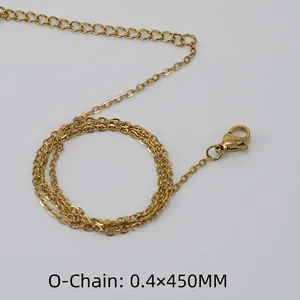 Golden 18K stainless steel O-chain necklace 0.4x45mm with lobster clasp and extender