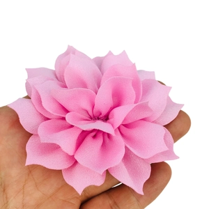 Pink 8cm layered fabric lotus flower accessory for DIY headbands and hair clips