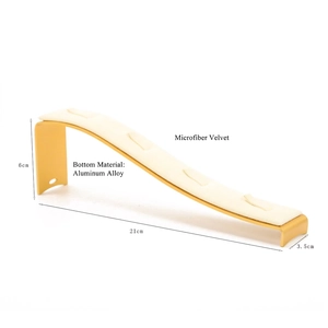 Wave-shaped matte gold aluminum jewelry display stand with cream microfiber surface
