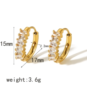 18K gold plated stainless steel floral hoop earrings with sparkling cubic zirconia stones