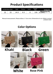 Guide des tailles de sac bandoulière en PU avec dimensions, poids et cinq coloris