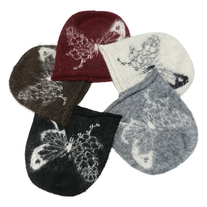 Cozy butterfly pattern knit beanies in five colors featuring soft mohair texture