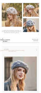 Close-up of elegant wool beret for women with bow detail and soft texture in grey