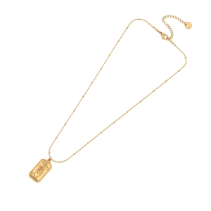 Vintage gold tarot necklace with hand holding stars pendant and colorful gemstones