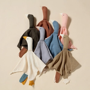 Group of muslin cotton swan baby comforters in multiple colors for infant sleep