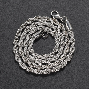 Stainless Steel Rope Chain Necklace For Men Women Hip Hop Jewelry Gold Silver Rose Gold Black Twisted Link Chain Jewelry Gift