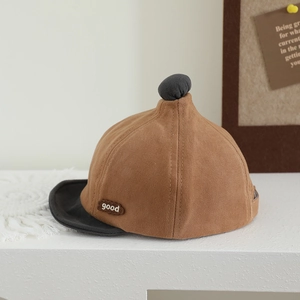 Baby-Baseballcap im Retro-Farblock-Design aus braunem und grauem Canvas mit Stickerei