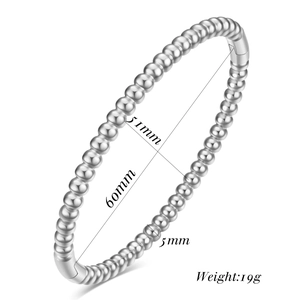 Detailed size chart of 5mm stainless steel bead bracelet with weight and dimensions