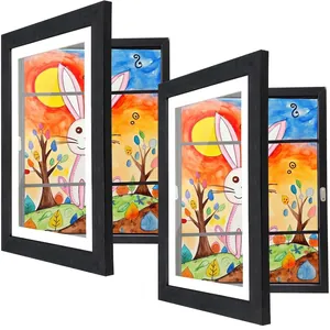 Kids Art Frame For Artwork Changeable Front Opening Storage Display Frame Wood Gallery Wall Hanging Or Tabletop