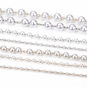 Imitation Artificial Pearl Beaded Chain Copper Metal For DIY Jewelry Making Necklace Bracelet Accessories Elegant Style