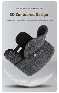 Detail of grey herringbone winter hat showing ear protection and metal adjustment buckle