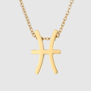 Collier en acier inoxydable doré avec pendentif minimaliste du signe zodiaque Poissons