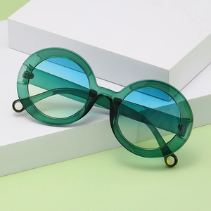 Retro Round Frame Sunglasses Fashion Thick Frame PC Gradient Lenses UV400 Protection Eyewear For Men Women