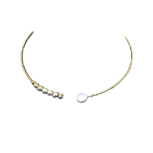 Minimalist handmade gold wire choker necklace featuring baroque freshwater pearls