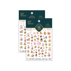 MN-121 thin adhesive nail stickers with colorful cartoon animals and fruit patterns