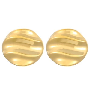Vintage 18K gold plated stainless steel stud earrings with irregular wavy texture