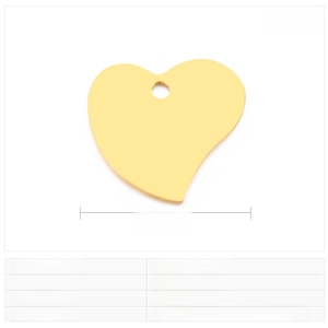 Vue détaillée du pendentif en forme de cœur en acier inoxydable 16x15mm avec dimensions
