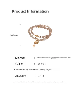 Spécifications de taille pour le bracelet double couche en perles et cristal