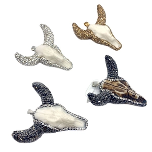 Bull skull pendants with rhinestones in gold, silver and brown colors for DIY jewelry