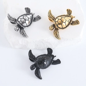 Stainless steel turtle pendant necklaces in silver, gold and black finishes for men and women