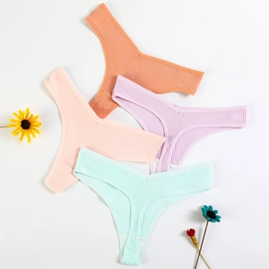 Strings en coton côtelé à plat en orange, rose, violet et vert menthe doux