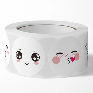 500-count roll of cute cartoon emoji reward stickers with minimalist face designs