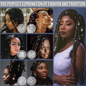 Set of 309pcs gold and silver dreadlock hair accessories with rings and charms