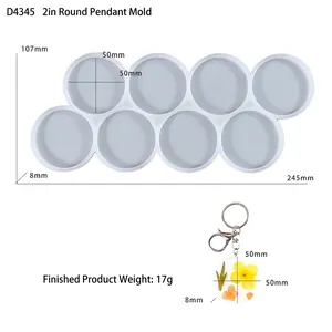 Détail macro du moule en silicone à 7 cavités pour pendentifs ronds en résine époxy