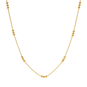 Minimalist 18K gold plated stainless steel bead chain necklace with polished golden spheres