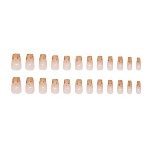Golden gradient cat-eye leopard press-on nails with glitter sequins 24pcs set