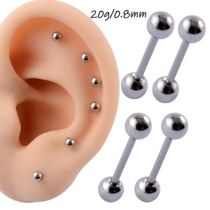 Stainless Steel Cartilage Barbell Earrings Thin Needle Straight Studs Minimalist Piercing Jewelry For Sleeping