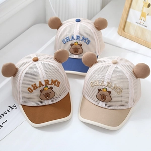 Kids breathable mesh baseball cap with cute bear ears and CHARMS embroidery detail
