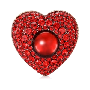 Elegant Heart Brooch Pin For Women Alloy Rhinestones And Faux Artificial Pearls Fashion Suit Coat Dress Accessories