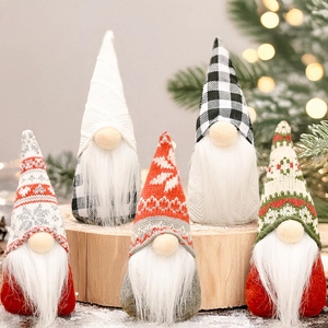 Christmas Gnomes Decorations Knitted Faceless Dolls Tomte Tabletop Ornaments Nordic Style Holiday Decor