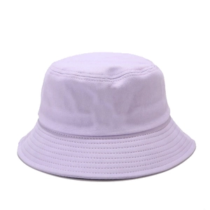 Detailed close-up of lavender cotton bucket hat with premium stitching on brim
