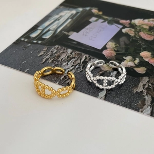 Anelli aperti in argento sterling 925 con trama a catena di perle in oro e argento