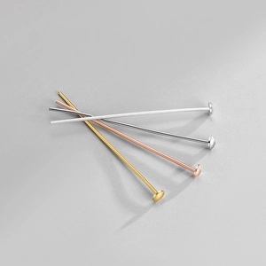 Set of gold and silver S925 sterling silver T-shape flat head pins for DIY jewelry making