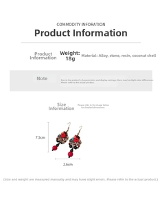 Detailed view of vintage dragonfly earrings showing 7.5cm size and resin bead craft