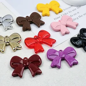 Colorful translucent acrylic bow pendants with hanging holes for DIY jewelry making