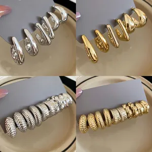 Vintage Minimalist Irregular Geometric C-Shape Hoop Earrings Collection With 925 Sterling Silver Earring Post For Women