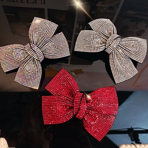 Large Bow Rhinestone Hair Clip Sparkling Fashion Spring Hairpin Elegant Headpiece Accessory For Women And Girls