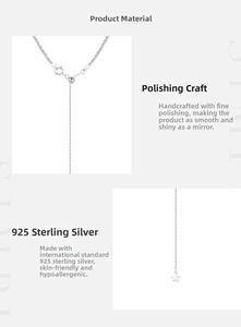 Detail of s925 sterling silver star pendant and adjustable ball clasp on sleek chain