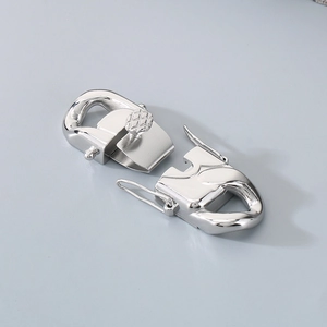 Polished silver stainless steel cuban chain folding clasp connector for jewelry making