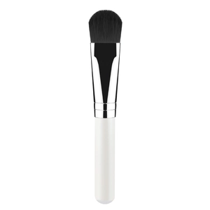 Professional flat face mask brush with white handle and soft black synthetic bristles