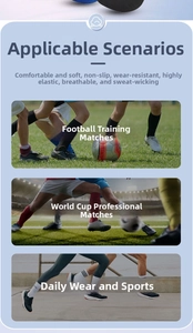 Detail view of professional kids soccer socks highlighting breathable and non-slip performance