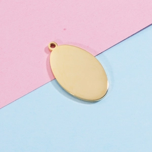 Minimalist oval mirror finish gold stainless steel pendant charm for DIY jewelry making